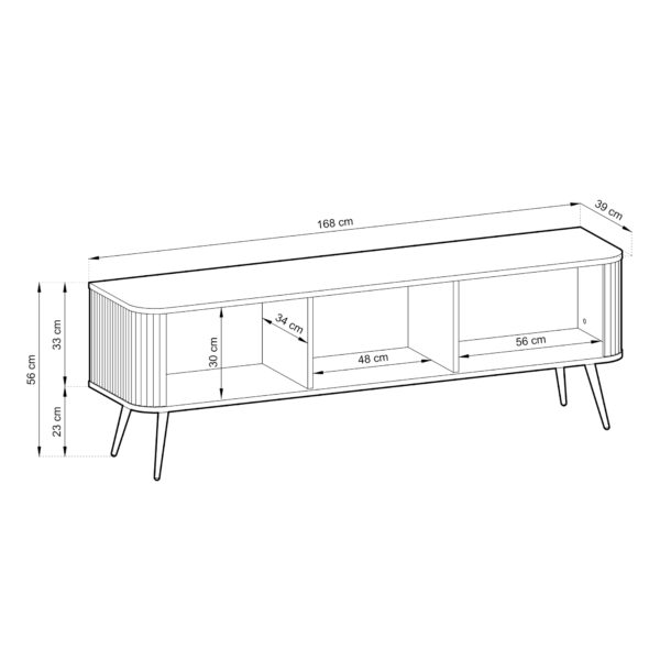 TV Stand, MORDEN RTV1, Modern, Chipboard, Black Living Room 168 x 56 x 39 cm - Image 3