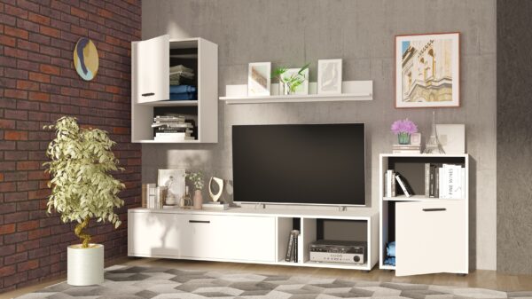 RENA Wall Unit,"White/Black, 3 Cabinets",-,210x190x36 cm - Image 4