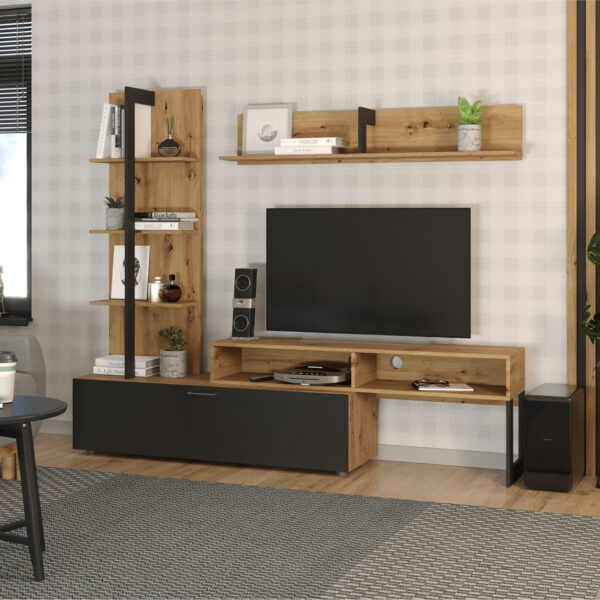 MOLDE Wall Unit,Wotan Oak/Black,-,251x174x37 cm - Image 2