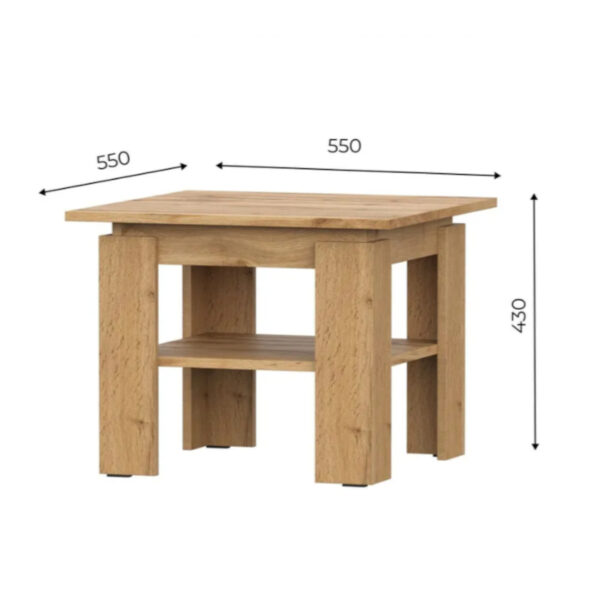 SOLA Coffee Table,Additional Shelf,Wotan Oak,55x55x43 cm - Image 4