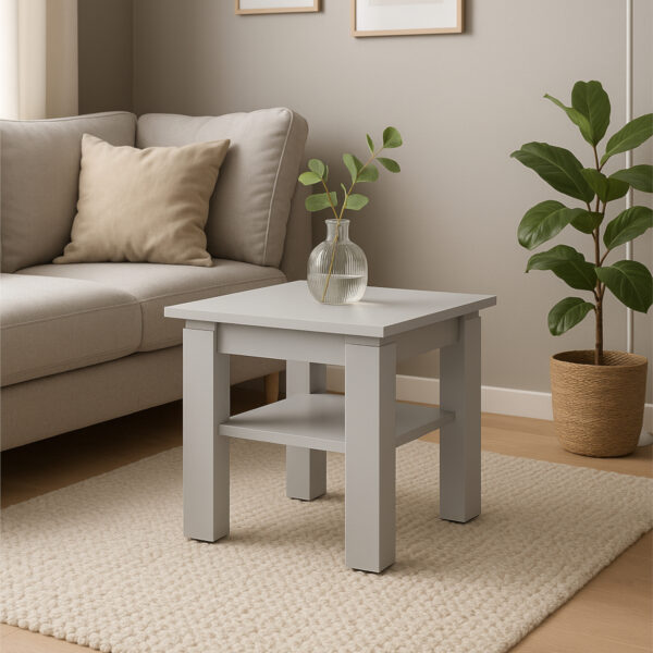 SOLA Coffee Table,Additional Shelf,White,55x55x43 cm - Image 2