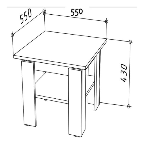 SOLA Coffee Table,Additional Shelf,White,55x55x43 cm - Image 3