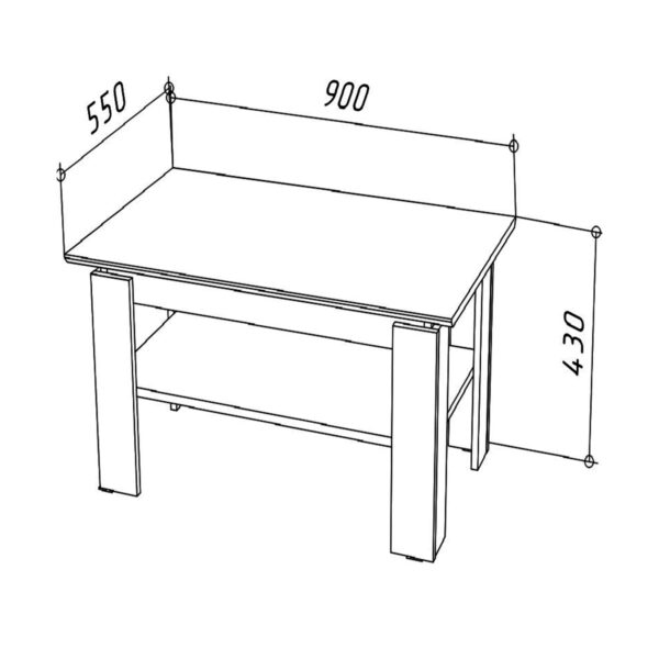 SOLA Coffee Table,Additional Shelf,Wotan Oak,90x55x43 cm - Image 2