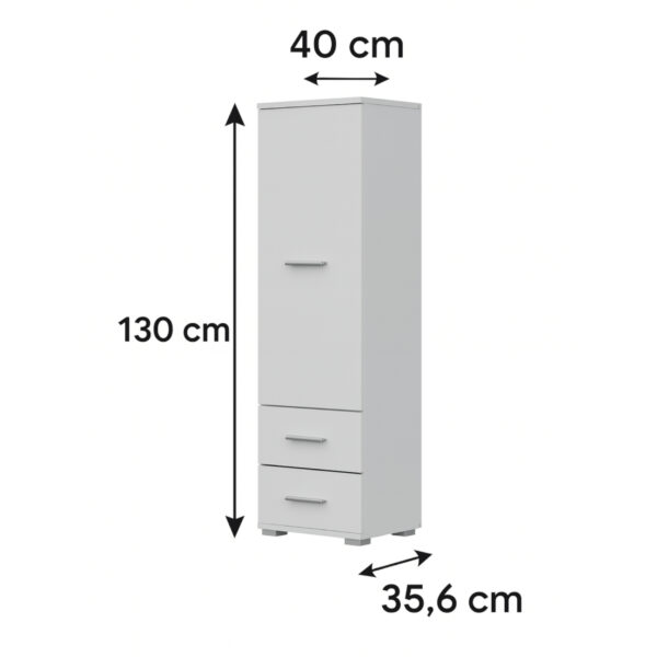 FAUSKE Wardrobe,2 Drawers,White,40x130x36 cm - Image 3