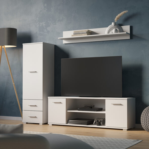 FAUSKE Wardrobe,2 Drawers,White,40x130x36 cm - Image 5