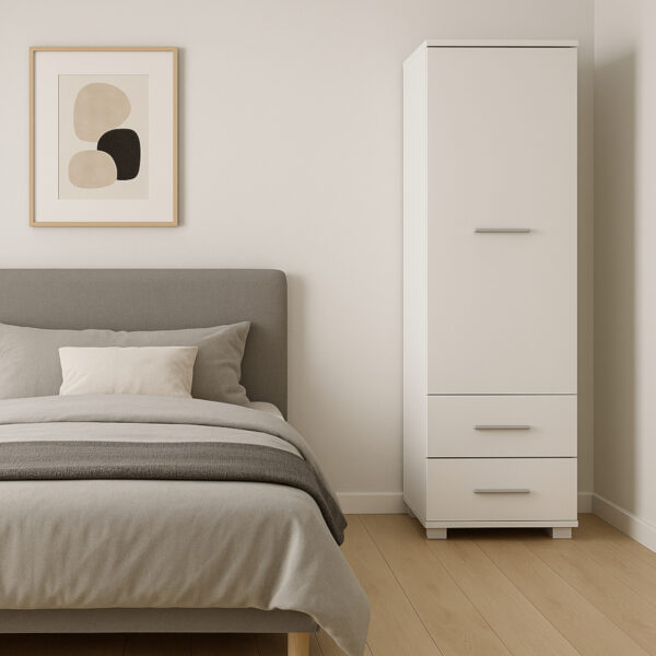 FAUSKE Wardrobe,2 Drawers,White,40x130x36 cm - Image 6