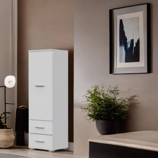FAUSKE Wardrobe,2 Drawers,White,40x130x36 cm - Image 8