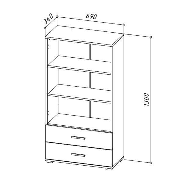 FAUSKE Wardrobe,2 Drawers,White,69x130x36 cm - Image 3
