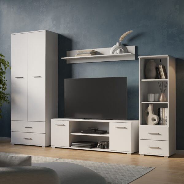 FAUSKE Wardrobe,2 Drawers,White,69x130x36 cm - Image 4
