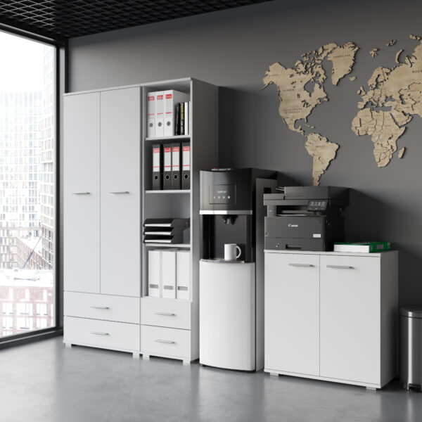 FAUSKE Wardrobe,2 Drawers,White,69x130x36 cm - Image 5