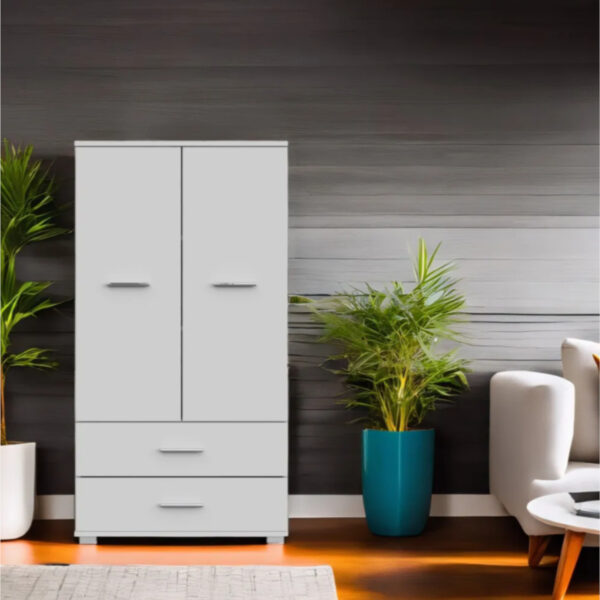 FAUSKE Wardrobe,2 Drawers,White,69x130x36 cm - Image 7