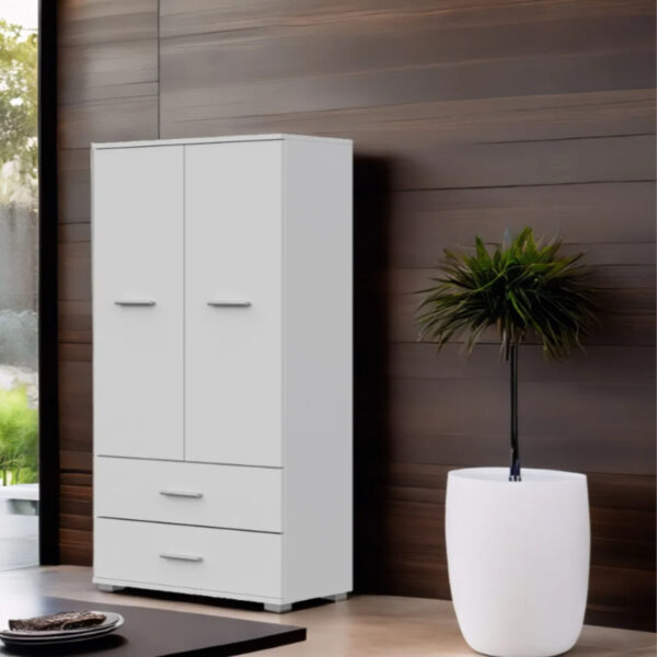 FAUSKE Wardrobe,2 Drawers,White,69x130x36 cm - Image 8