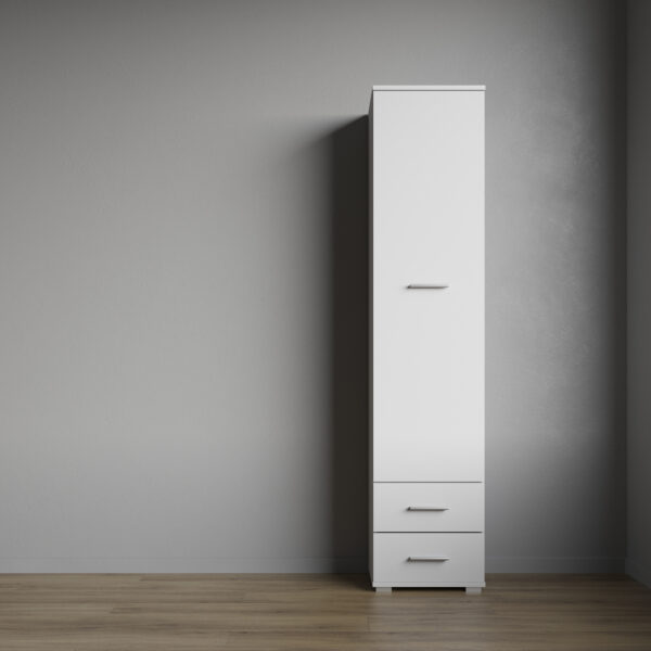 FAUSKE Wardrobe,2 Drawers,White,40x180x36 cm - Image 2