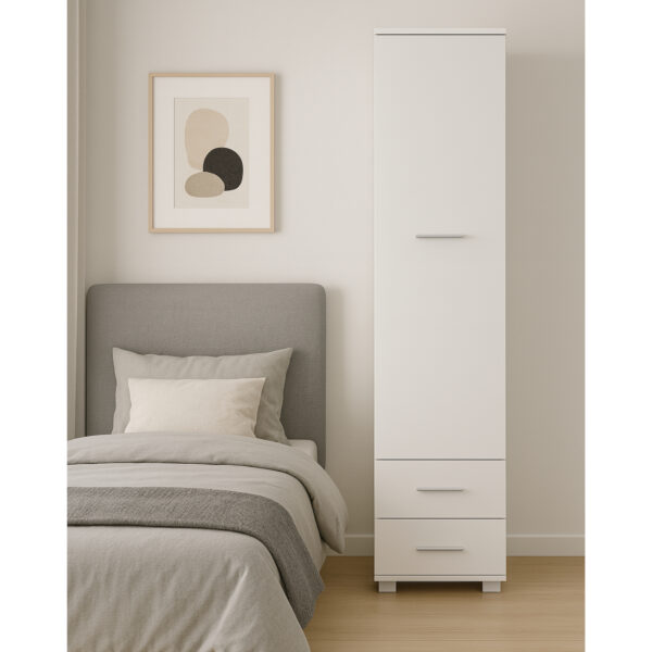 FAUSKE Wardrobe,2 Drawers,White,40x180x36 cm - Image 5