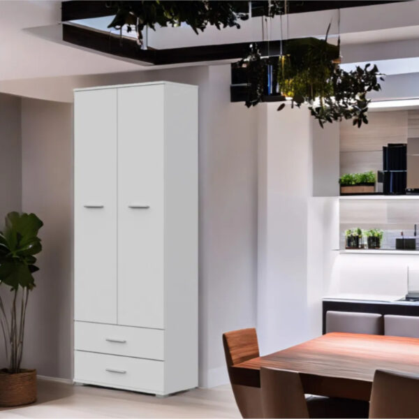 FAUSKE Wardrobe,2 Drawers,White,69x180x36 cm - Image 2