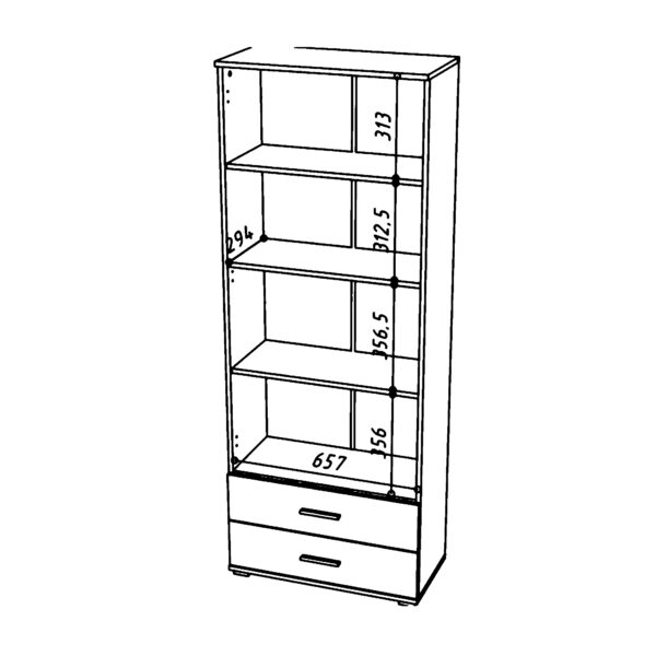 FAUSKE Wardrobe,2 Drawers,White,69x180x36 cm - Image 3