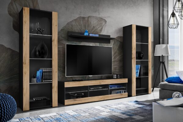 TV Furniture Set Tivoli Grande, Wotan/Black - Image 2