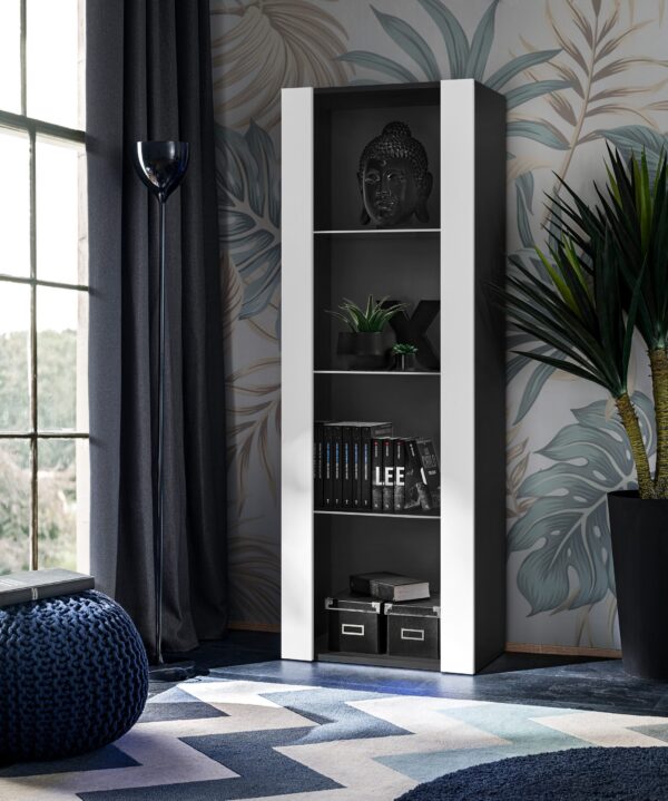 Tivoli Glass-Shelf Cabinet, White/Black - Image 2