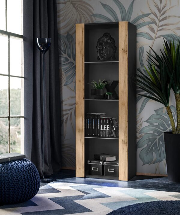 Tivoli Glass-Shelf Cabinet, Wotan/Black - Image 2