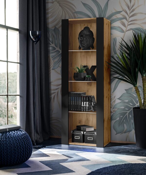 Tivoli Glass-Shelf Cabinet, Black/Wotan - Image 2