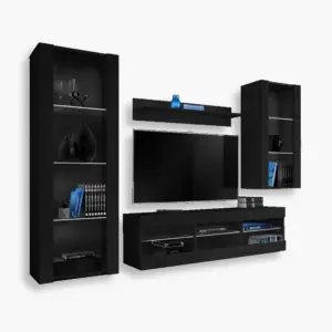 Tivoli Medio TV Furniture Set, Black/Black