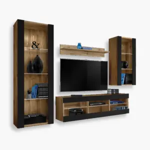 Tivoli Medio TV Furniture Set, Black/Wotan