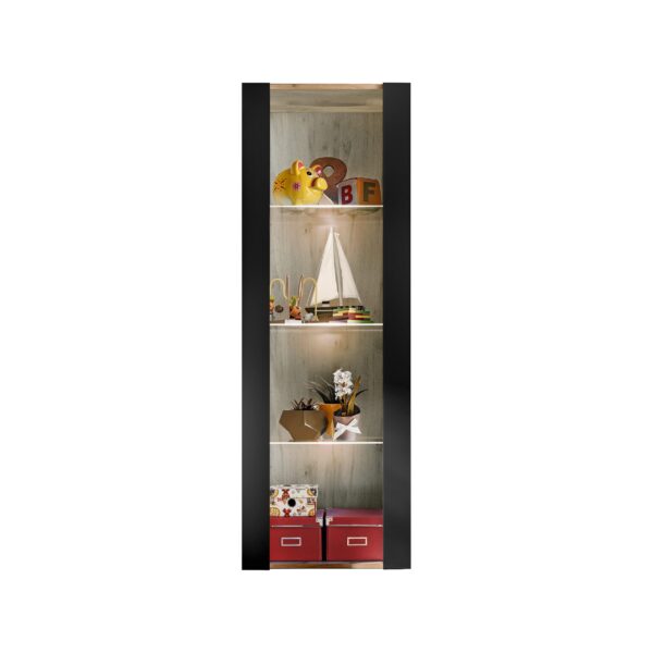 Tivoli Glass-Shelf Cabinet, Black/Wotan - Image 4