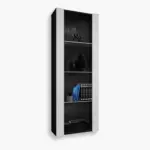 Tivoli Glass-Shelf Cabinet, White/Black