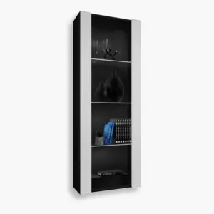 Tivoli Glass-Shelf Cabinet, White/Black