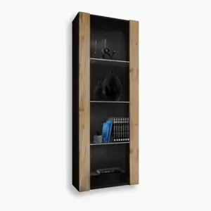 Tivoli Glass-Shelf Cabinet, Wotan/Black