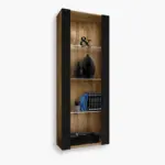 Tivoli Glass-Shelf Cabinet, Black/Wotan
