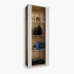 Tivoli Glass-Shelf Cabinet, White/Wotan
