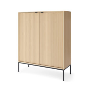 Commode NANAIMO K104 - Oak Color - Black Handles - Width 104 cm, Height 125 cm, Depth 39 cm