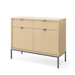 Commode NANAIMO KSZ104 - Oak Color - Black Handles - 2 Drawers - Width 104 cm, Height 83 cm, Depth 39 cm