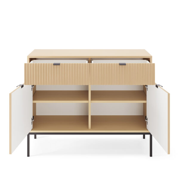 Commode NANAIMO KSZ104 - Oak Color - Black Handles - 2 Drawers - Width 104 cm, Height 83 cm, Depth 39 cm - Image 4