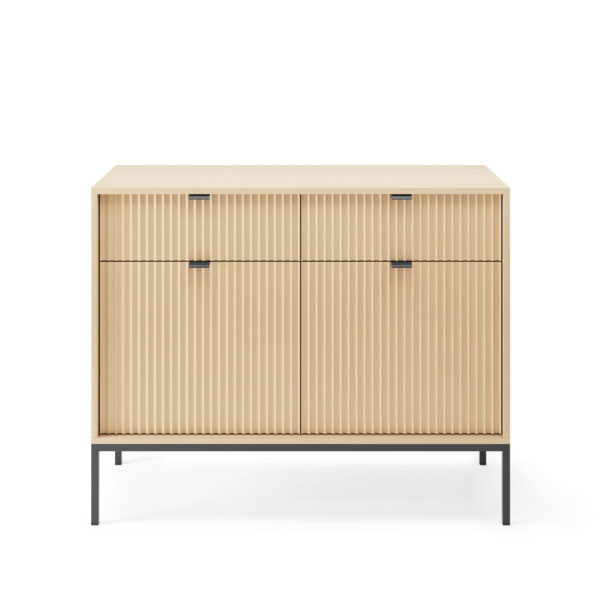 Commode NANAIMO KSZ104 - Oak Color - Black Handles - 2 Drawers - Width 104 cm, Height 83 cm, Depth 39 cm - Image 7