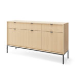 Commode NANAIMO KSZ154 - Oak Color - Black Handles - 3 Drawers - Width 154 cm, Height 83 cm, Depth 39 cm