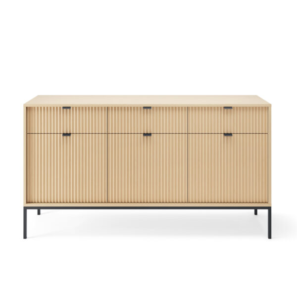 Commode NANAIMO KSZ154 - Oak Color - Black Handles - 3 Drawers - Width 154 cm, Height 83 cm, Depth 39 cm - Image 7