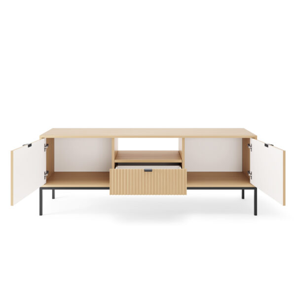 TV cabinet NANAIMO - Oak Color - Black Handles - Width 154 cm, Height 56 cm, Depth 39 cm - Image 4