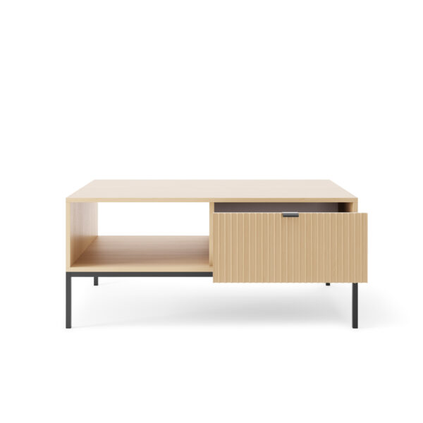 NANAIMO Coffee Table - Oak Color - Black Handles - With Drawer - Width 104 cm, Height 48 cm, Depth 68 cm - Image 3