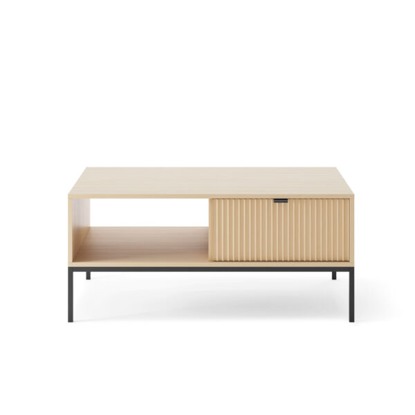 NANAIMO Coffee Table - Oak Color - Black Handles - With Drawer - Width 104 cm, Height 48 cm, Depth 68 cm - Image 5