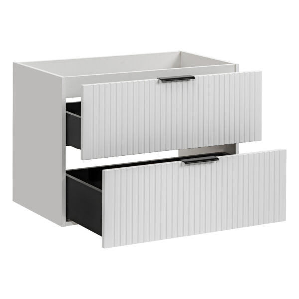Wall-Mounted Vanity Unit with Washbasin and Worktop ADEN – White – Wotan Oak Worktop – 2 Drawers – 80 x 75 x 46 cm - Image 3