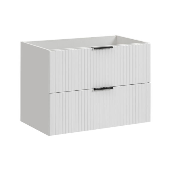 Wall-Mounted Vanity Unit with Washbasin and Worktop ADEN – White – Wotan Oak Worktop – 2 Drawers – 80 x 75 x 46 cm - Image 4