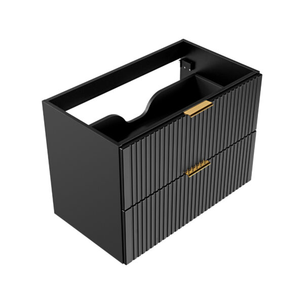 Wall-Mounted Vanity Unit with Washbasin and Worktop ADEN – Black – Wotan Oak Worktop – 2 Drawers – 80 x 75 x 46 cm - Image 7