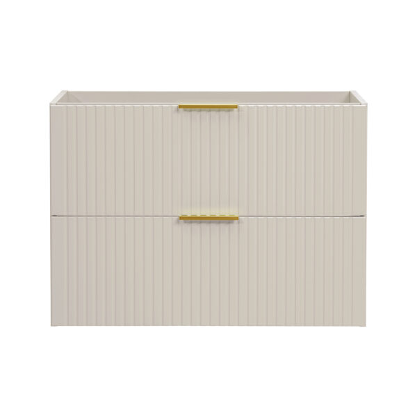 Wall-Mounted Vanity Unit with Washbasin and Worktop ADEN – Cashmere – Wotan Oak Worktop – 2 Drawers – 80 x 75 x 46 cm - Image 4