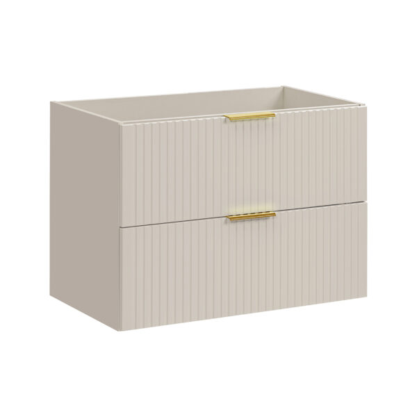 Wall-Mounted Vanity Unit with Washbasin and Worktop ADEN – Cashmere – Wotan Oak Worktop – 2 Drawers – 80 x 75 x 46 cm - Image 5