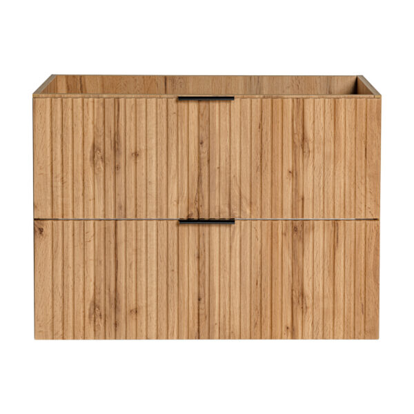 Wall-Mounted Vanity Unit with Washbasin and Worktop ADEN – Wotan Oak – Grooved Fronts – 2 Drawers – 80 x 75 x 46 cm - Image 8