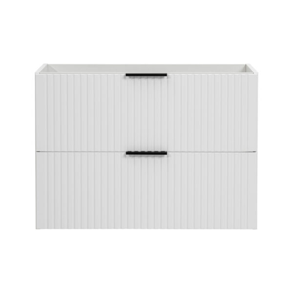 Wall-Mounted Vanity Unit with Worktop ADEN – White – Wotan Oak Worktop – 2 Drawers – 80 x 60 x 46 cm - Image 6