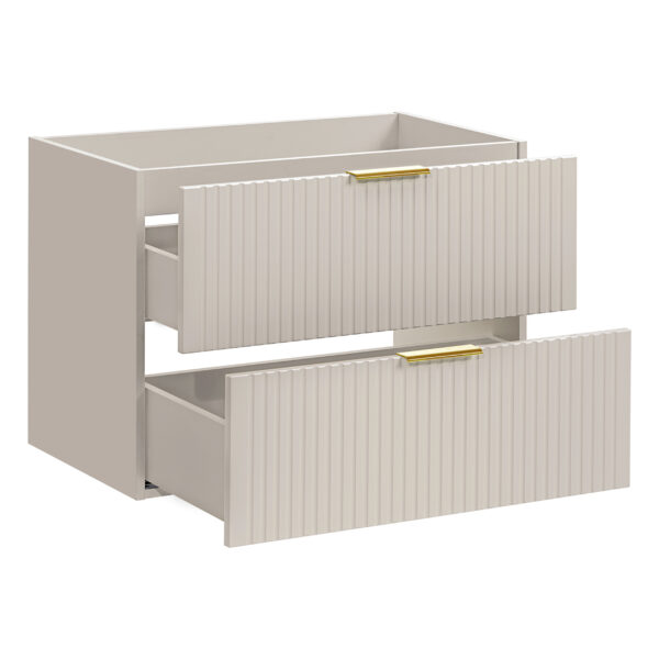 Wall-Mounted Vanity Unit with Worktop ADEN – Cashmere – Wotan Oak Worktop – 2 Drawers – 80 x 60 x 46 cm - Image 2