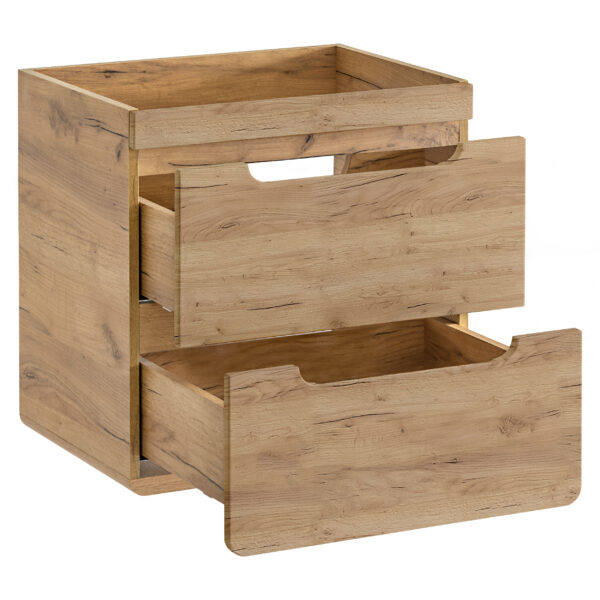 Wall-Mounted Vanity Unit with Washbasin and Siphon ARVIDA – Oak Finish – 2 Drawers – 60 x 59 x 46 cm - Image 3